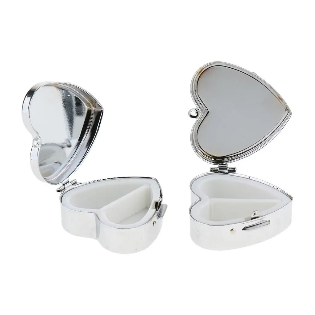 Travel Pill Box Metal Pocket Pillbox Waterproof Small Organizer with Mirror for Vitamins Mints Purse and Bag
