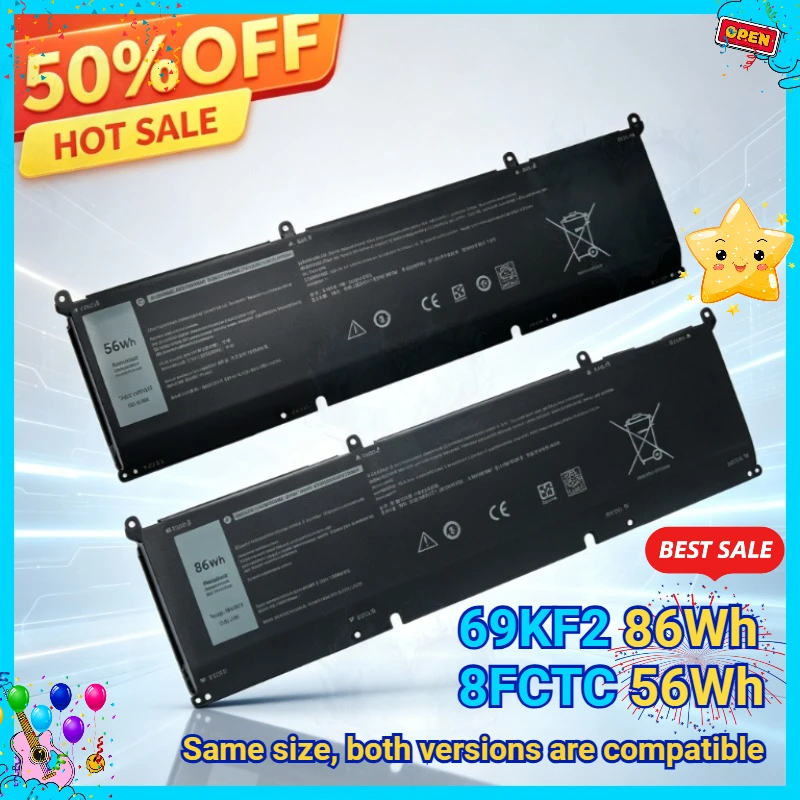 69KF2 86Wh 8FCTC 56Wh Replacement Laptop Battery for Dell Inspiron G15 5510 5520 5511 5515 XPS15 9500 P91F M15 M17 R3/R4 Bateria
