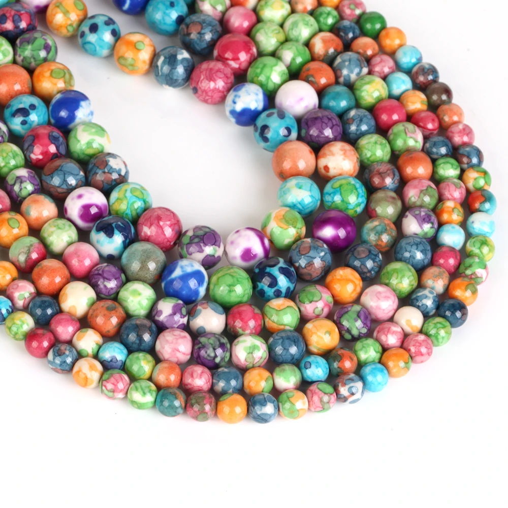 Natursteinperlen, mehrfarbig, regenbogenfarben, runde lose Spacer-Perlen für die Schmuckherstellung, DIY-Armbänder, Ohrring-Accessoires