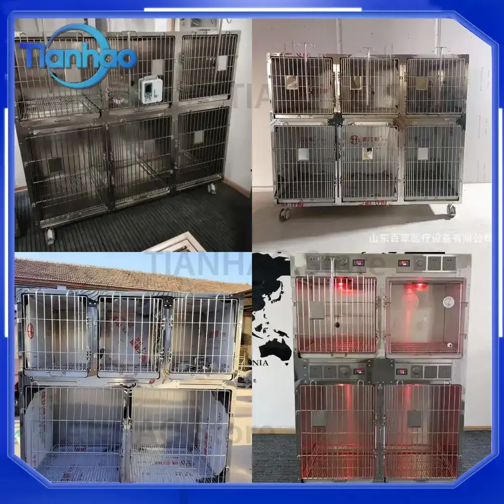 Stainless Steel Dog Cage for Hospital Use Cat Cage for Veterinary Clinics Boarding Kennel Temperature-Controlled Oxygen