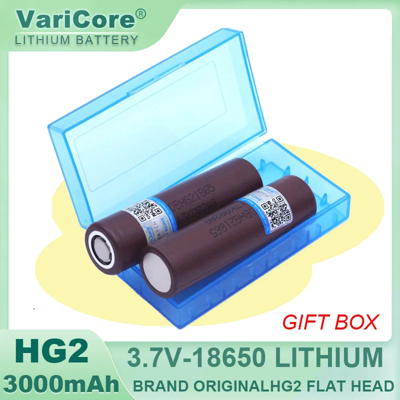 VariCore New Original HG2 18650 3000mAh battery 3.6V discharge 20A, dedicated Power Rechargeable batteries+ Storage box