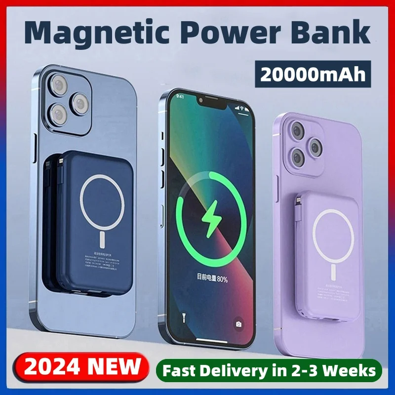 

Magnetic Power Bank 20000mAh Wireless Powerbank Phone Charger For iPhone 12 13 14 Samsung Xiaomi External Auxiliary Battery Pack