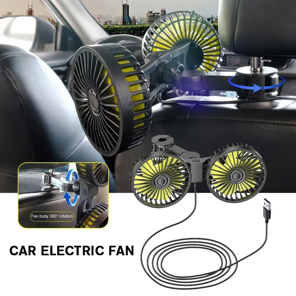 

For Kids 3 Speeds 360° Rotatable Vehicle Rear Headrest Fans 5V Powerful Electric Air Circulation Fan For Sedan SUV RV Truck