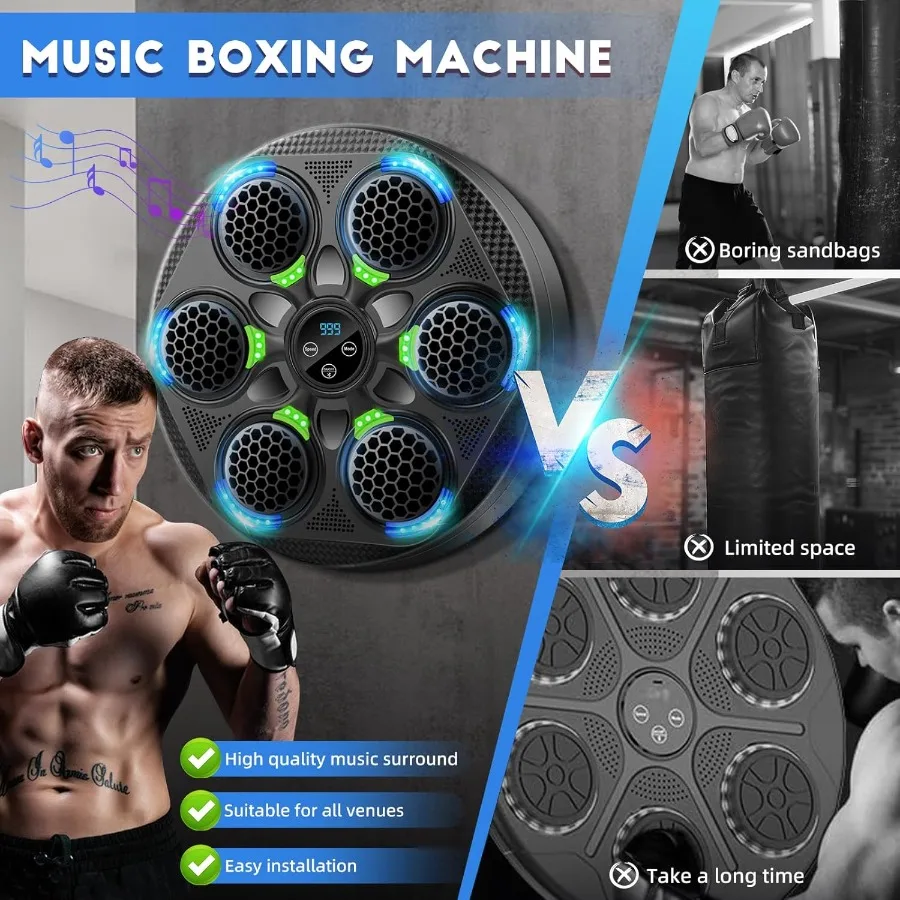 Smart Music Boxing Machine for Adults and with Bluetooth Connectivity WallMounted Electronic Punching Bag with Integrated Boxin