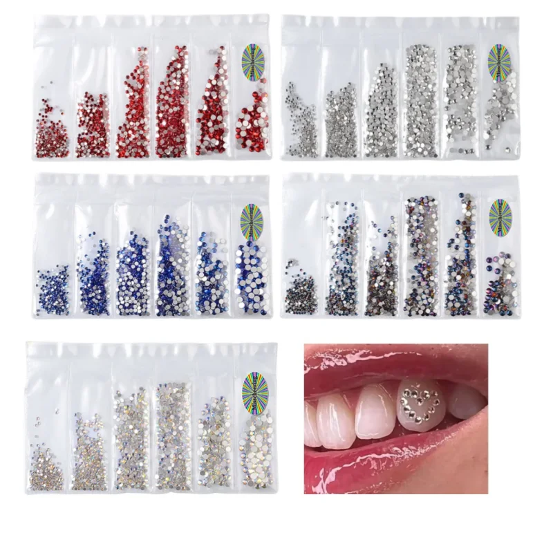 1pack Tooth Gem Kit 1.5-3.8mm Mixed Rhinestone Gems Colorful Stones for Jewelry Making Multi-functional Decoration Rhinestones