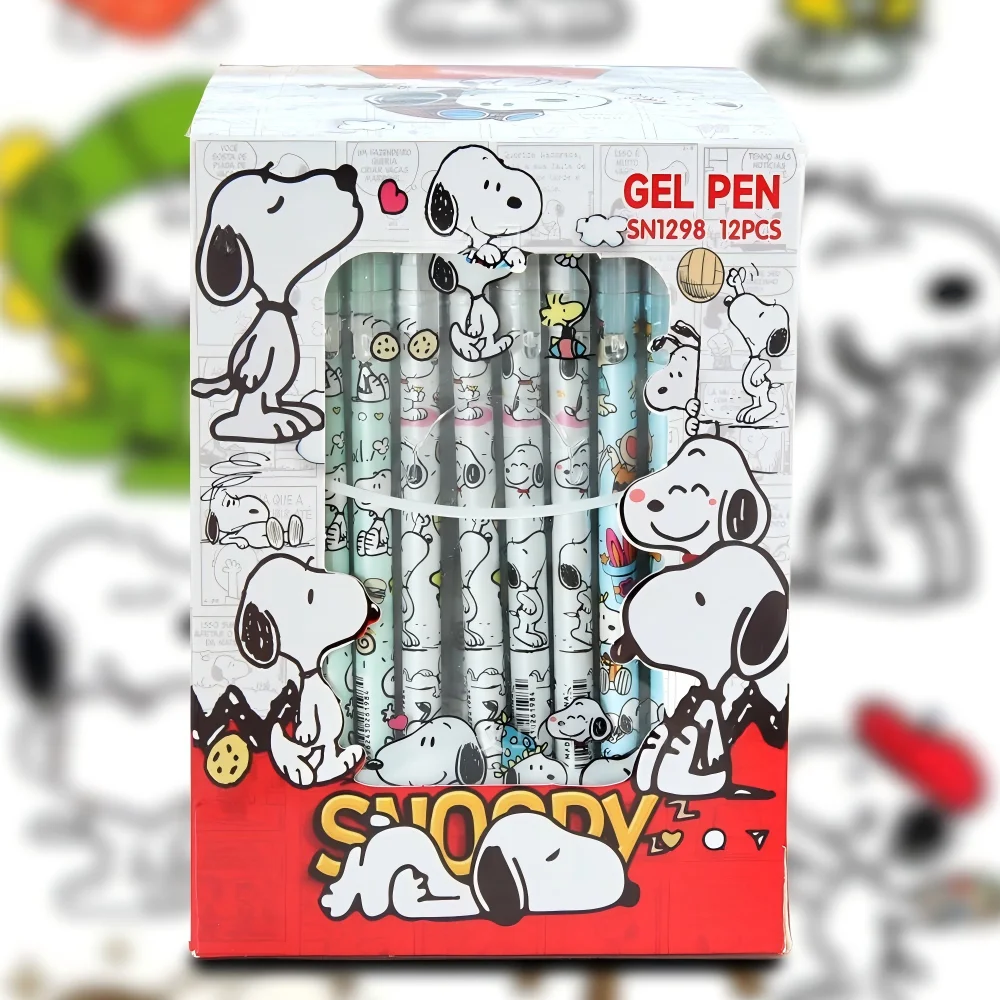 12 Pcs/Set Kawaii Snoopy Erasable Blue Gel Pen Set Smooth Writing Neutral Pens for School And Office Use