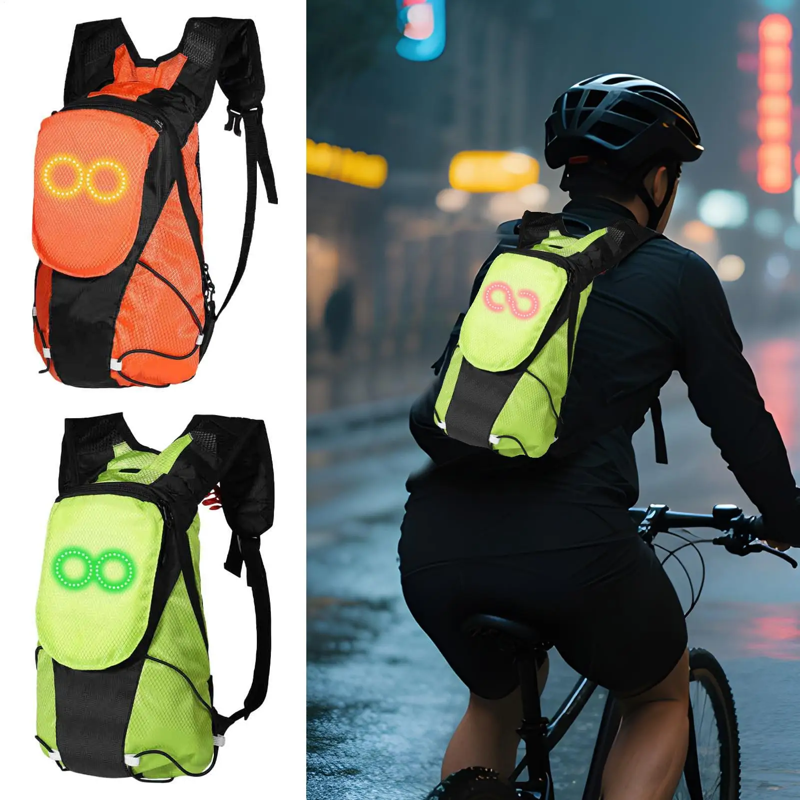 حقيبة LED مضيئة على ظهره حقيبة توهج السلامة ملحقات رياضية خارجية ليلاً للنساء والرجال يمكن أن تستمتع بالتخييم والمشي لمسافات طويلة وركوب الدراجة