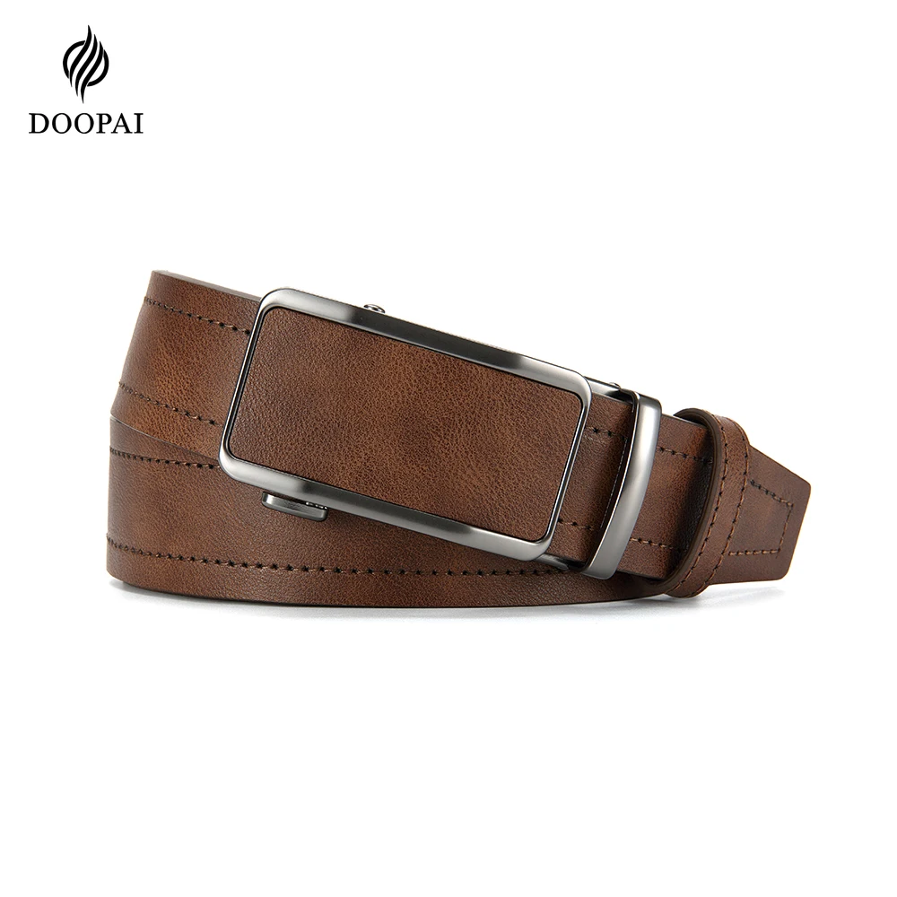 

Fashionable Men's Leather Belt Men's High-quality Leather Belt Business Automatic Buckle Ratchet Belt Randomly Adjustable