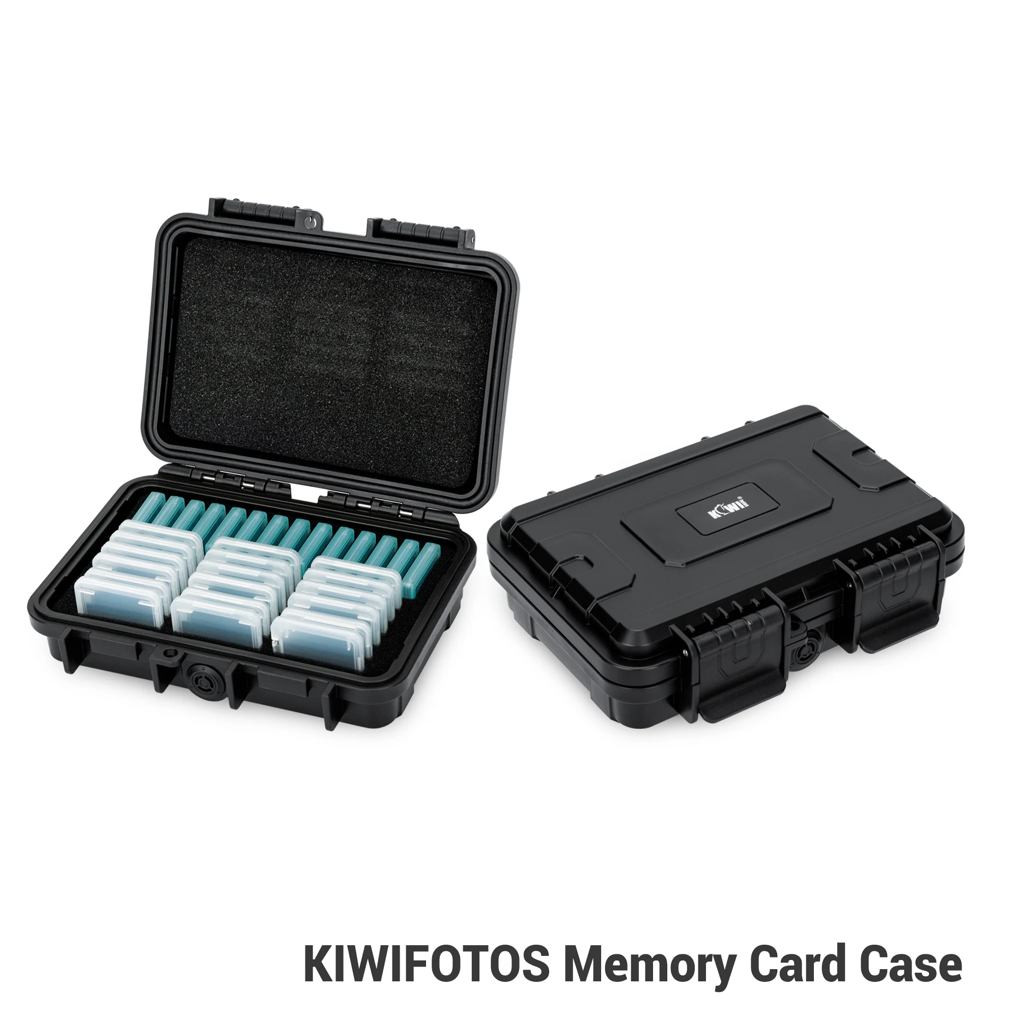 

Waterproof Hard Shell Memory Card Case with 32 Plastic Memory Cards Case for 14 CFexpress Type-A Cards and 18 SD Cards Organizer