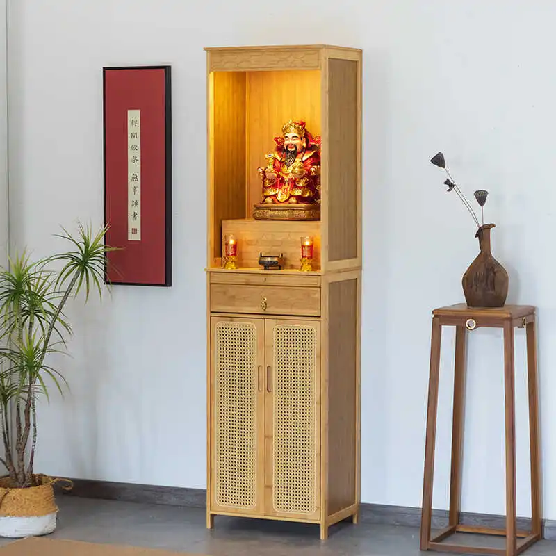 New Chinese-style Guanyin Buddha statue vertical cabinet economical casket cabinet living room cabinet incense