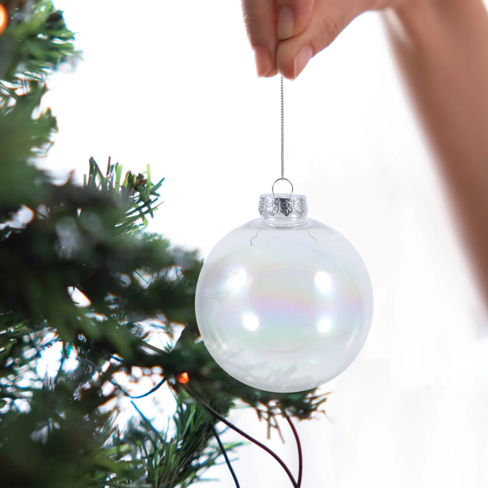 

9Pcs Christmas Tree Ornaments Plastic Iridescent Hanging Balls Clear Bubble Xmas Tree Ball Pendant Decoration Christmas Decor