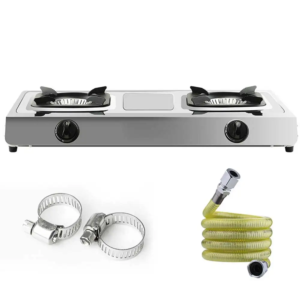 Kitchen Double Gas Stove Cooktop Stainless Steel Dual Desktop Flameout Protection Energy-saving Gasherd Kochfeld