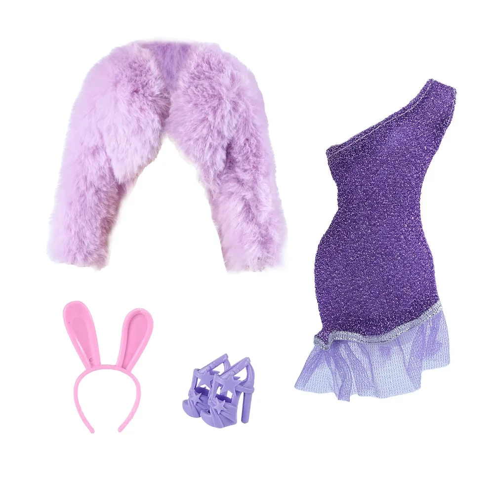 

Fashion Elegant Party Dresses Casual Wears with High Heels Fur Jacket DIY Accessories Doll Princess Shoes for 1/6 BJD 30cm Dolls