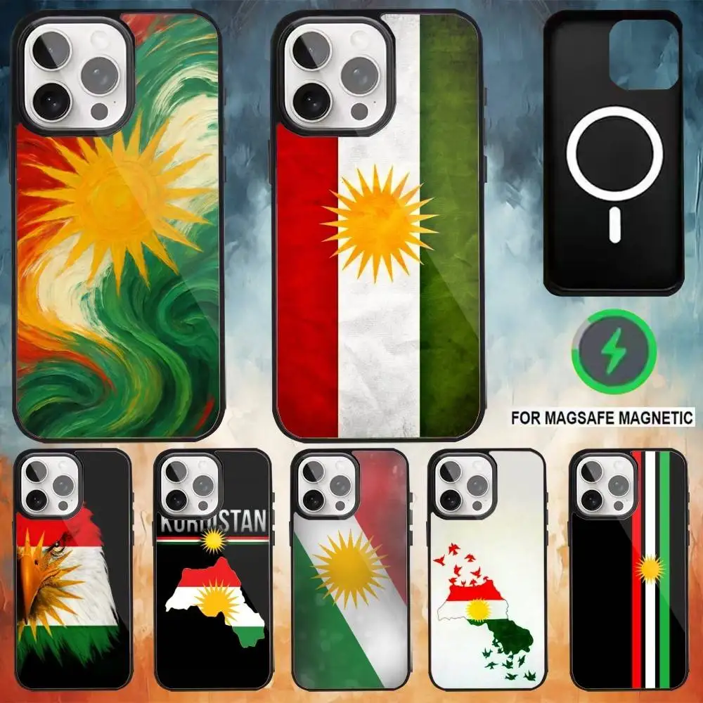 

K-Kurdistan Flag Phone Case For iPhone17,16,15,14,13,12,11 Plus,Pro Max Magnetic For Magsafe Wireless Charging