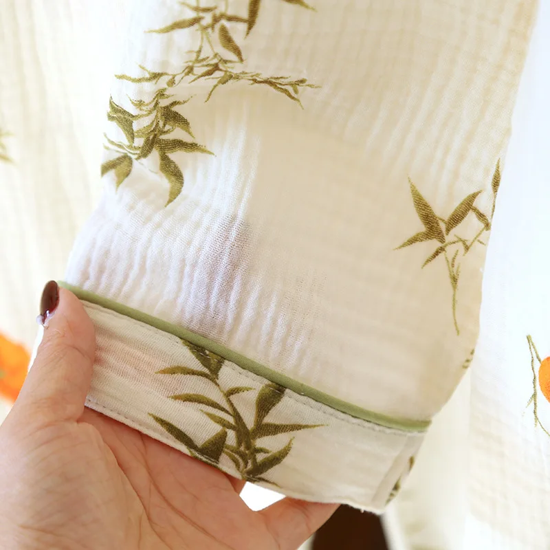 طقم بيجامة نسائي جديد لربيع وخريف 2025 100% كريب قطني بأكمام طويلة وسراويل طويلة مكونة من قطعتين ملابس منزلية ملابس نوم للسيدات #4