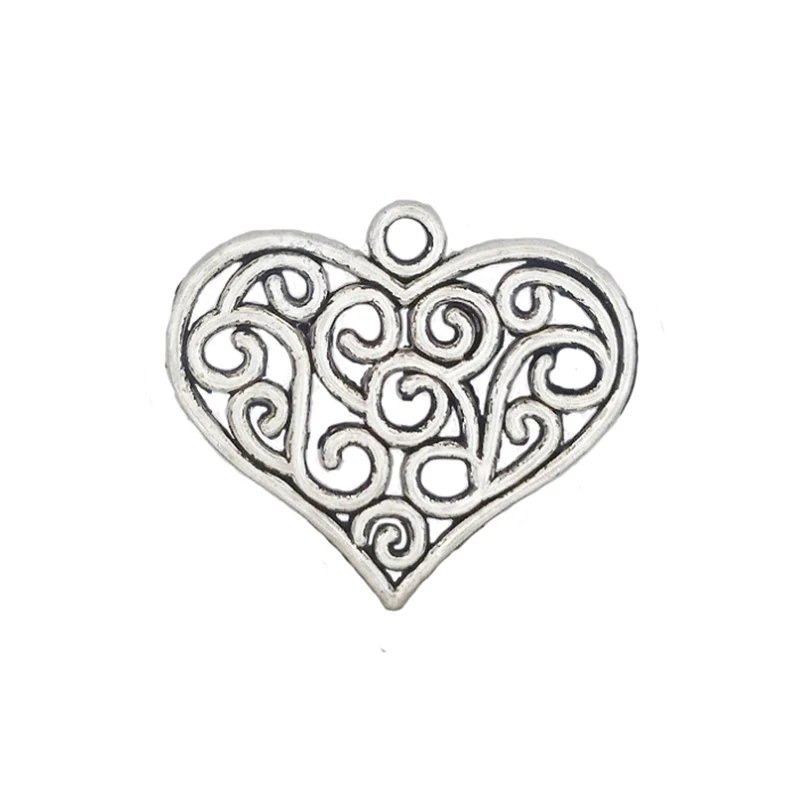 30pcs Heart Charms For Jewelry Making Craft Bracelet Earring Suspension Metal Accessory DIY Bibelot Wholesales Bulk Item Hanging