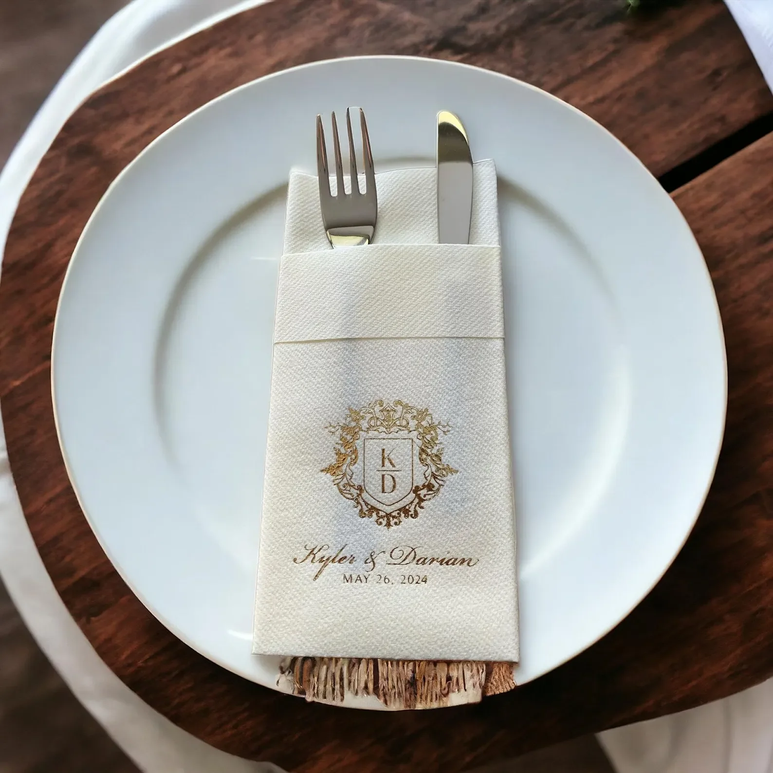 50pcs Personalized Napkins Wedding Personalized Service Beverage Paper Anniversary Party Monogram Custom Luncheon, printed napki