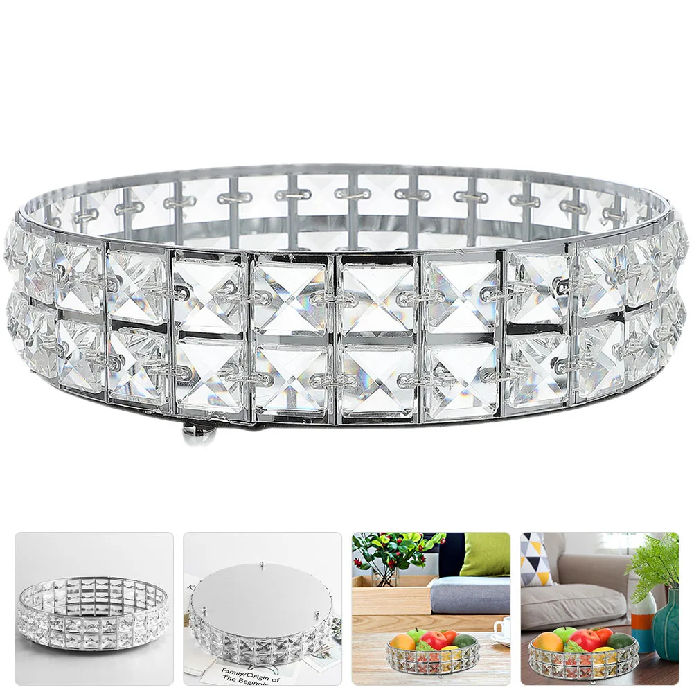 

Round Mirror Jewelry Tray Storage Plate Professional Container for Home Vanity Bathroom Small Perfume Organizer
