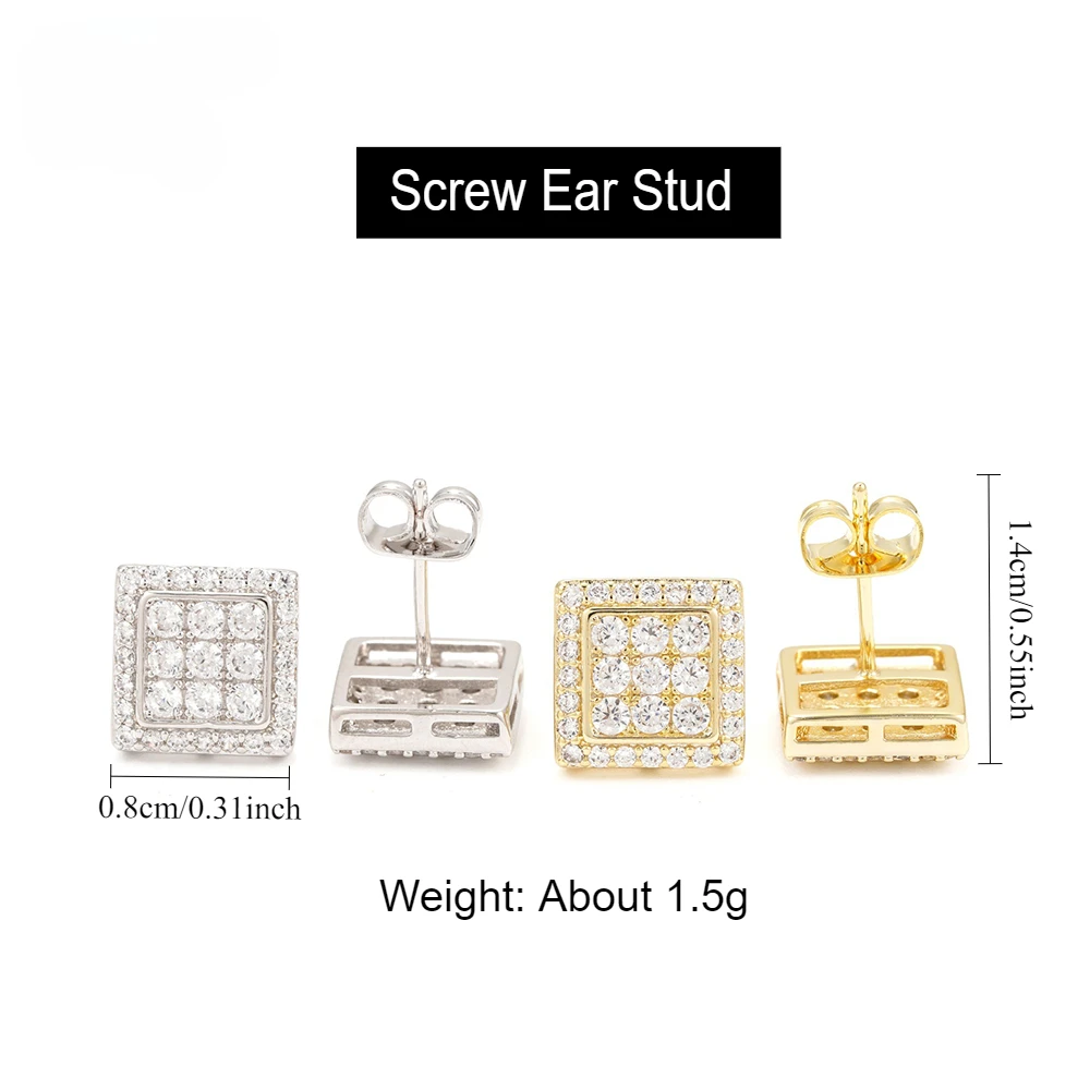 925 Sterling Silber VVS1 D Farbe Moissanit Quadratische Ohrstecker für Männer Frauen Schraube Ohrstecker Edlen Schmuck Diamanten Bestehen Test – Detail 5