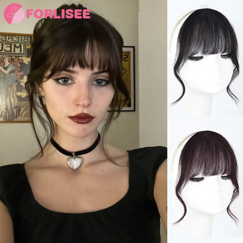 FORLISEE Synthetic Qianjin Bang Wig Women's Natural Air Bang Light And Thin Breathable Cover Front French Bang Wig Patch