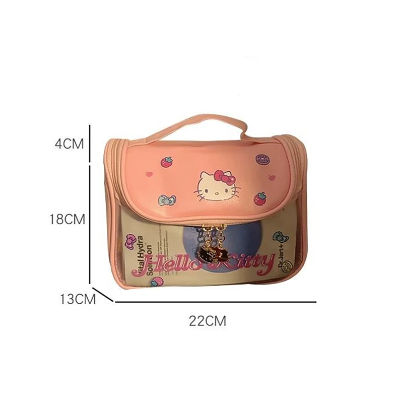 MINISO PVC Hello Kitty Makeup Bag for Women Waterproof with Zipper Fashion Trend Brand Luxury Travel Organizer Cute Cosmetic Bag