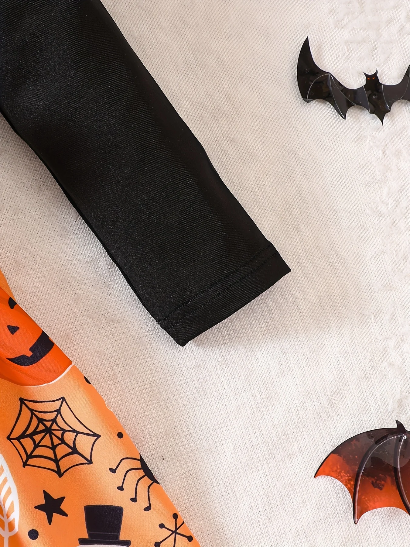 Mädchenkleidung, Mädchenkleid, Halloween-Kleid, gestricktes Langarmkleid mit Rundhalsausschnitt, Kleid mit Kürbis-Print, Party, Geschenk – Detail 5