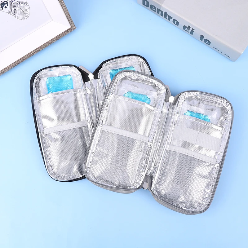 1PCS Cooler Bag Medicine Cooler Box With 2 Ice Packs Portable Insulin Cooling Bag Insulin Case Diabetic Patient Organizer Bag