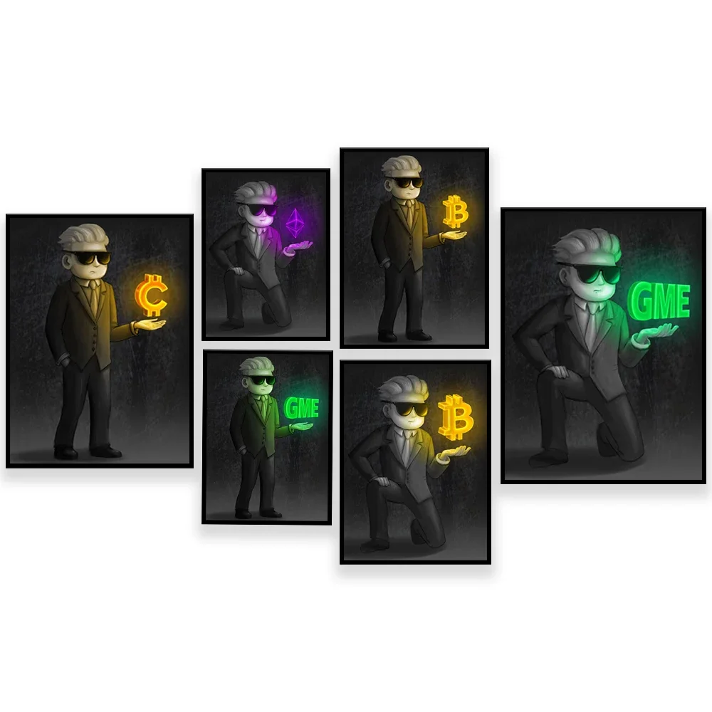 Bitcoin monnaie virtuelle ethereum art affiche toile peinture mur artiste décor à la maison chambre