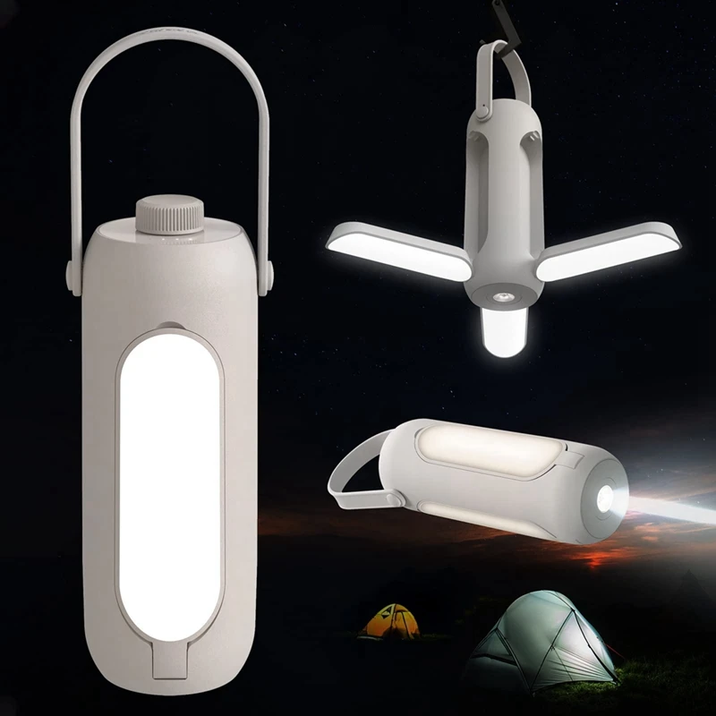 Camping Lantern,10000Mah Rechargeable Camping Lights With Flashlight, Expandable Lampshade Camping Light Easy To Use Black