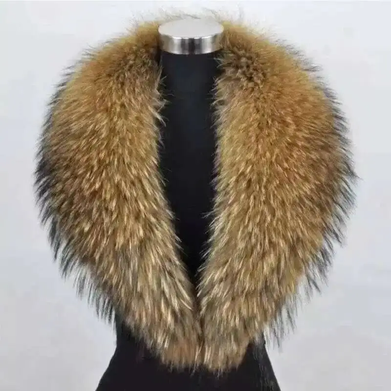 100% Echte Wasbeer Bontkraag Winter Damesmode Luxe Warme Natuurlijke Sjaal Voor Jassen Halswarmer Femme Dikke Bont Sjaal
