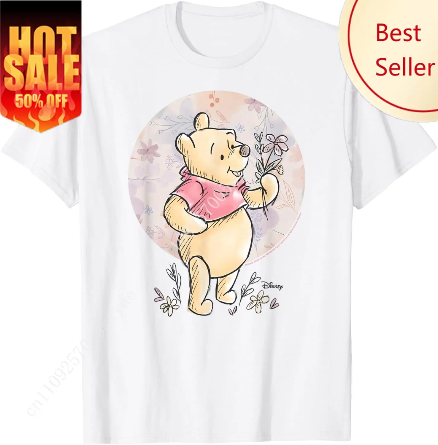 

Winnie The Pooh - Floral Circle Pooh T-Shirt