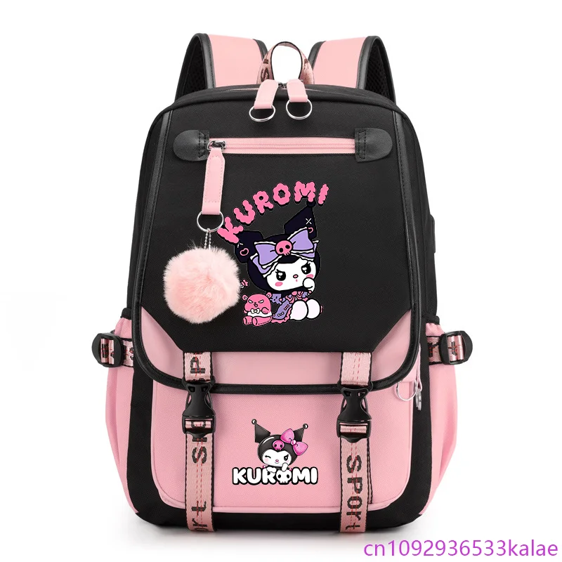 

New Cartoon Anime Kuromi Backpack Teenager Fashion School USB Backpack Cute Kuromi Schoolbag