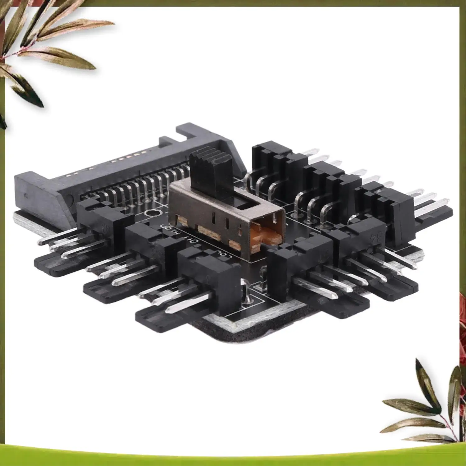 New-Multi Way Splitter Cooler Cooling Fan Hub PC Computer SATA 1 To 8 3Pin 12V Power Socket PCB Adapter XXM8
