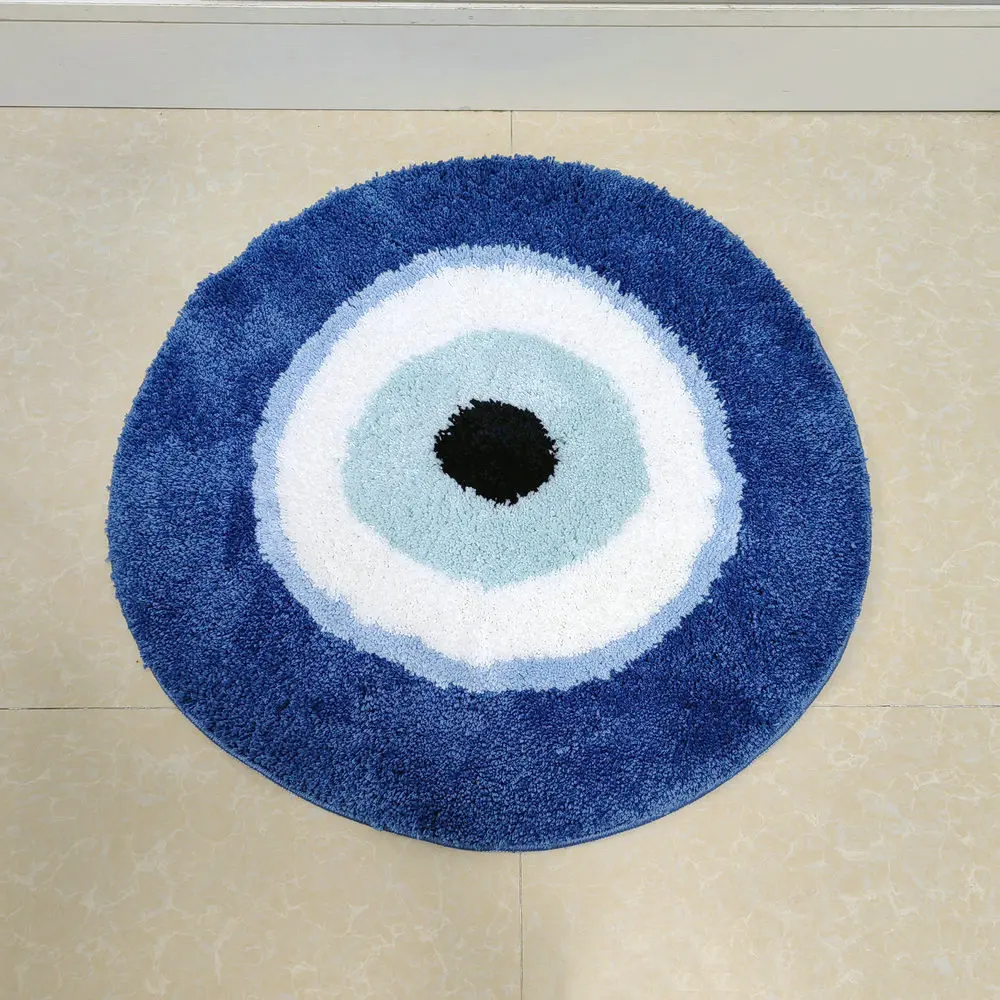 Fluffy Evil Eyes Circle Rug Soft Plush Tufted Carpet Bedroom Living Room Halloween Decor Pad Anti-slip Bathroom Floor Mat