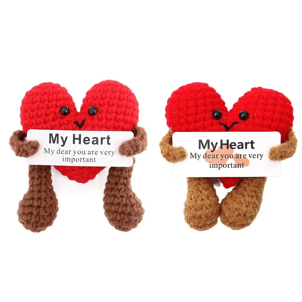 Funny Heart Heart Doll Handmade Knitted Plush Doll Toy Love Pocket Hug Hand Knitted Love Heart Gift