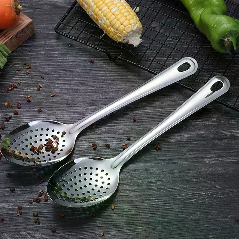 201 Stainless Steel Soup Spoon Colander Ladle Filter Strainer Food Skimmer With Handle Useful For Kitchen Gadgets Kitchenware