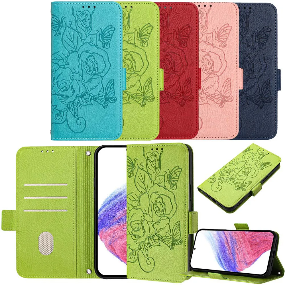Rose RFID Shielding Wallet Case For Samsung Galaxy S26 Pro S25 Edge S24 Ultra S23 Plus S22 S21 S20 FE Flip Phone Back Cover