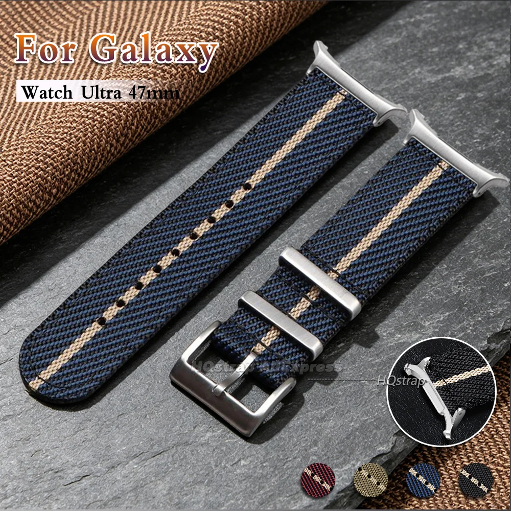 Sport Nylon Canvas Watch Strap for Samsung Galaxy Watch Ultra 47mm Smartwatch Bracelet for Galaxy Watch 7 47mm No Gap Wristband