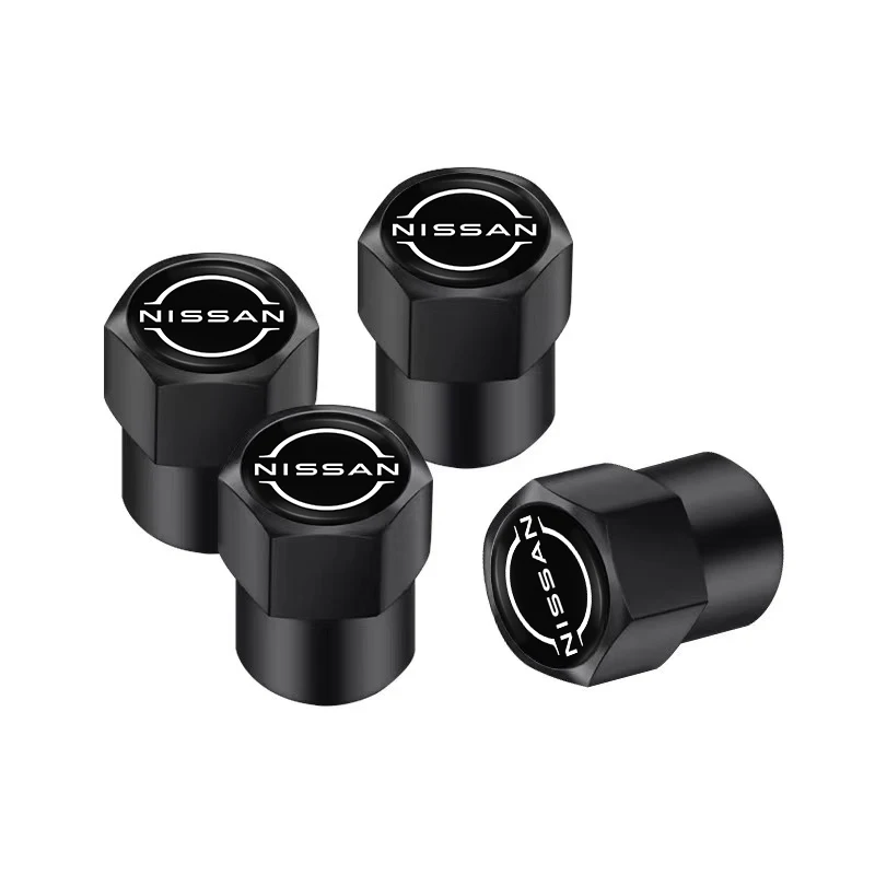 Set Of 4 Metal Valve Stem Dust Caps – Fits Nissan Qashqai & Juke – Metallic Finish
