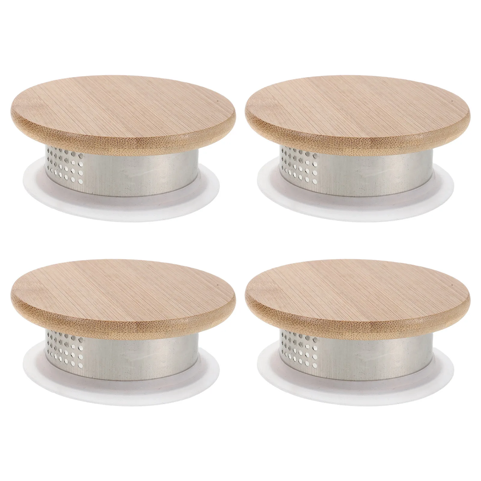 

4Pcs Replacement Cap for Water Jug Stainless Steel Sealing Lid with Bamboo Finish Pitcher Cover for Home Kitchen Drink Dispenser