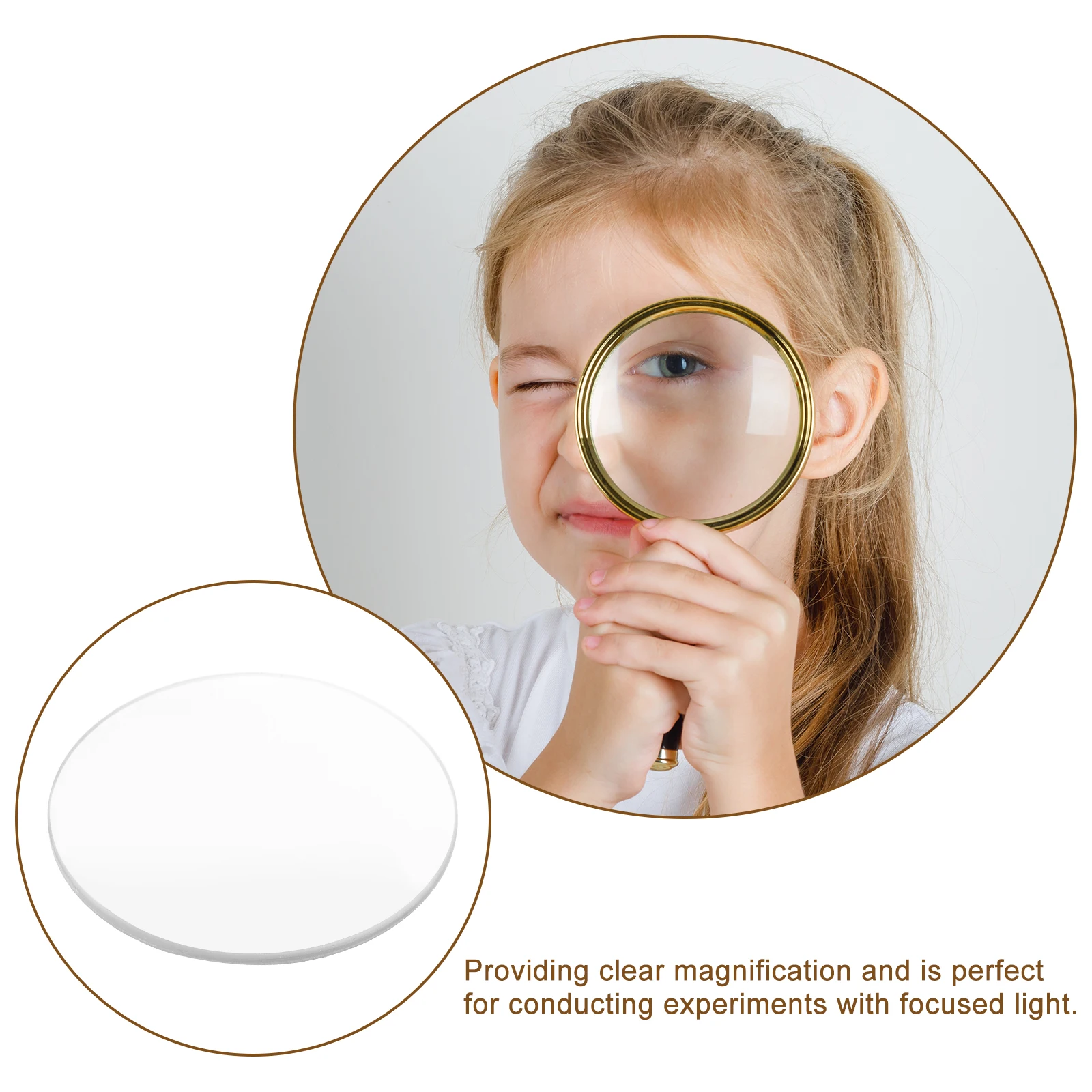 

10Pcs Optical Acrylic Lens Double Convex Magnifier for Experiment Learning Physics Teaching Tools Craft Hobby Inspection