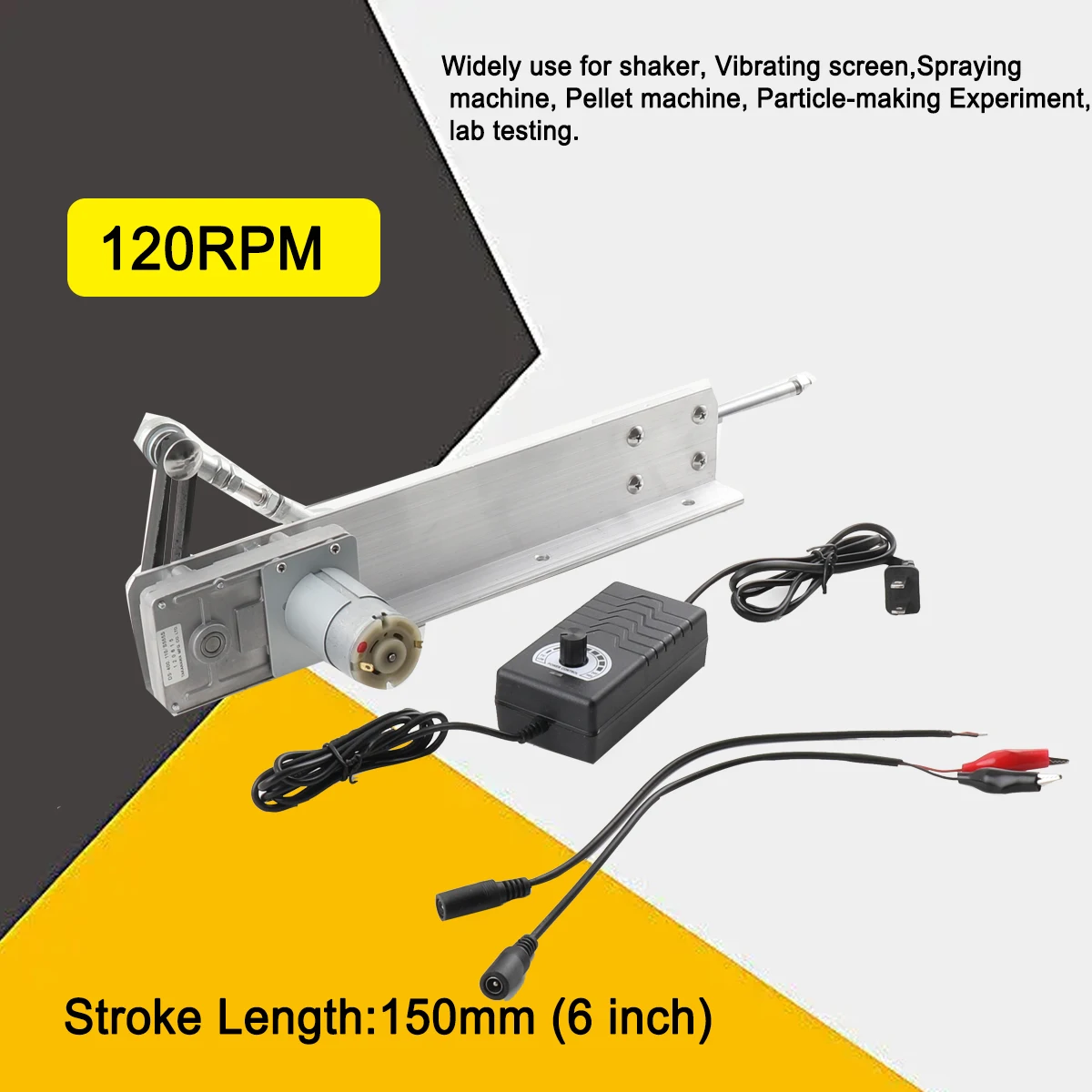 24V Fahrrad-Linearantrieb, 150 mm (6 Zoll) Hub, 120 U/min, M8 Schub 2–10 kg, Hubmotor mit Drehzahlregler, Teleskopischer Push-Pull-Aktuator