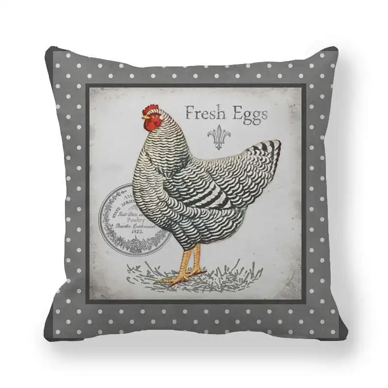 Indoor Home Decor for Living Room Bedroom Sofa Bed Chair Farm Rooster  Pillowcase Chick Animal