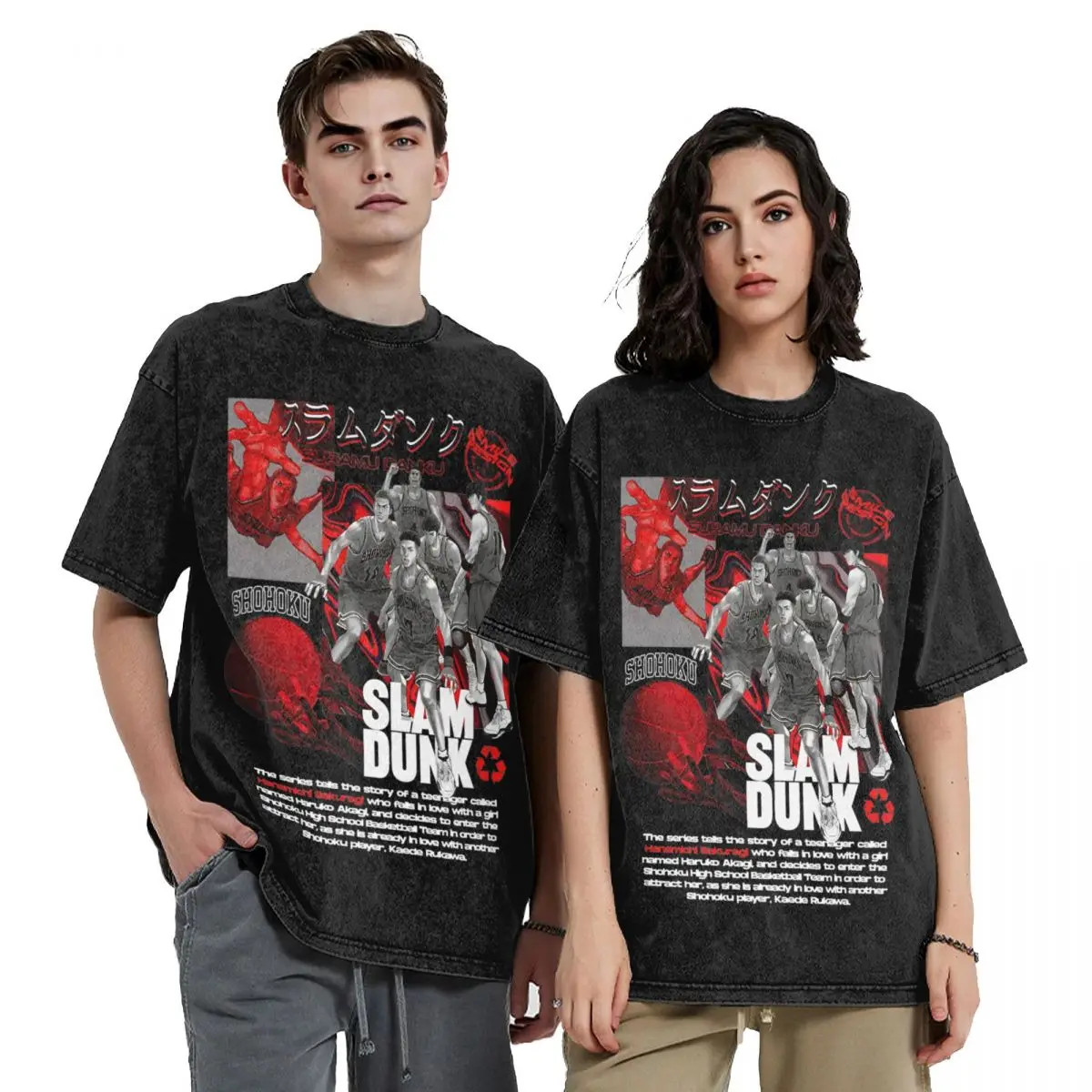 Slam Dunk koszulki z motywem Anime Hip Hop zmiękczana bawełna T-Shirt w za dużym rozmiarze japońska Manga Sakuragi mężczyźni kobiety topy Streetwear