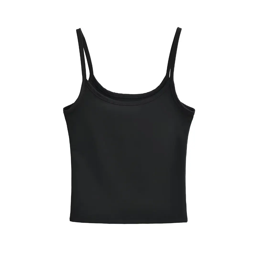 เสื้อกล้ามทรงสลิมแบบพื้นฐาน สไตล์อเมริกัน สีพื้น เรียบง่าย ใส่ได้หลายโอกาส เหมาะสำหรับใส่เป็นเสื้อตัวใน แฟชั่นฤดูร้อนสำหรับผู้หญิง