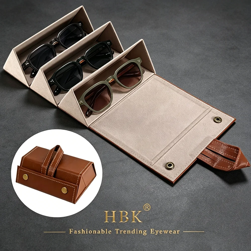 

1/3 Pcs Wholesale HBK Men Vintage Sunglasses with Display Case Premium Square Frame Gradient Sun Glasses Travel Decorative