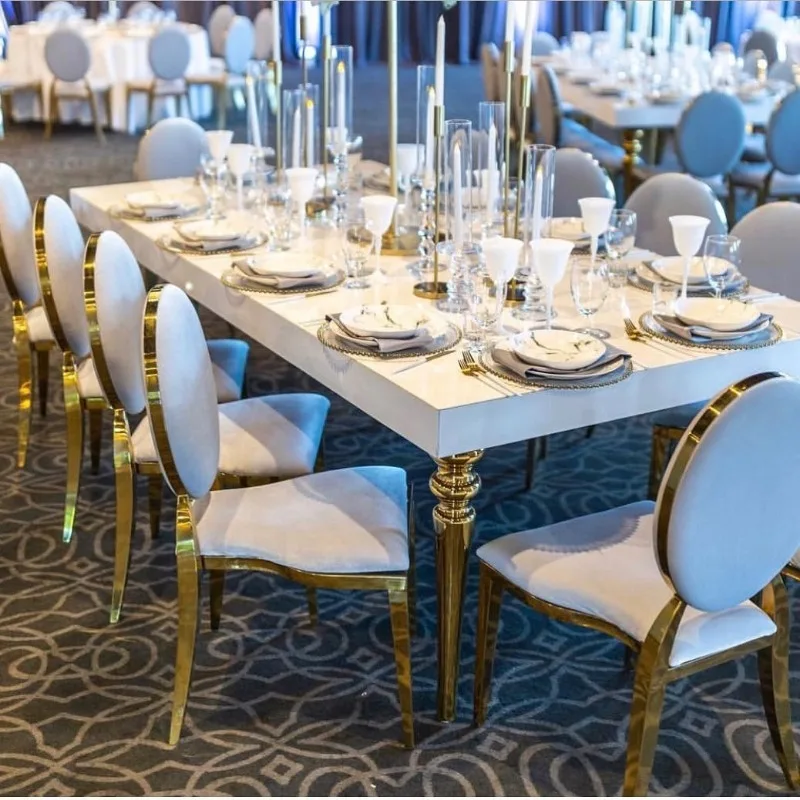 Stainless steel gold stackable luxury louis events hotel banquet wedding chairs for decor hall restaurant reception