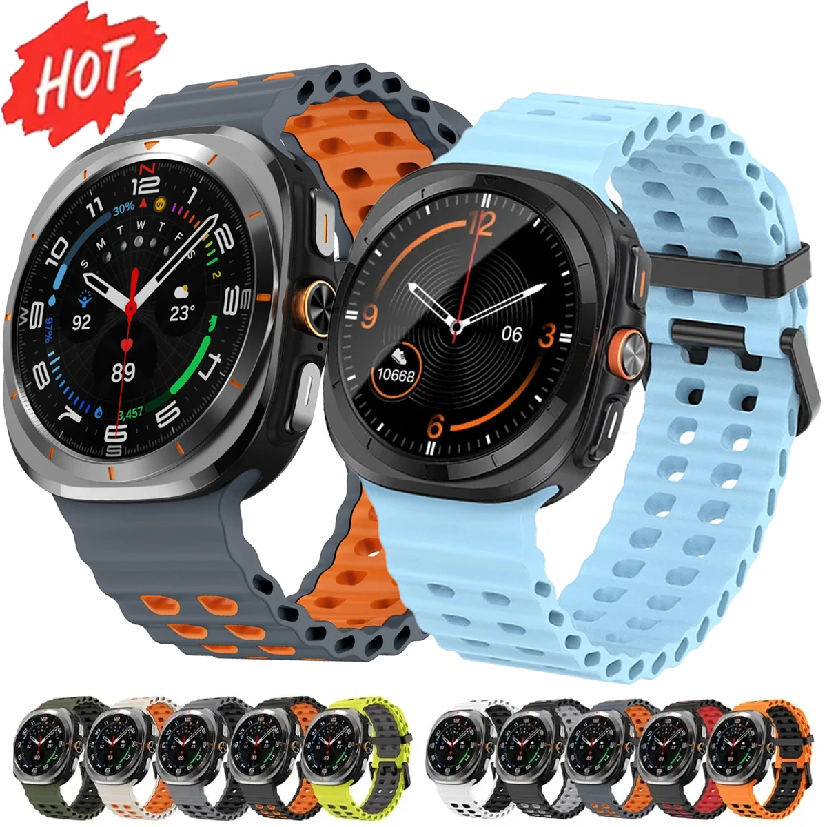 HOT Marine Silicone Strap For Samsung Galaxy Watch Ultra 47mm Breathable Wristband Ocean Bracelet Galaxy Watch Ultra(2025) 47mm