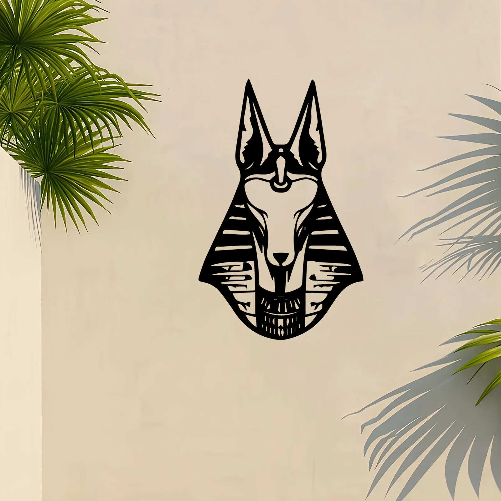 CIFBUY Anubis Iron Wall Sculpture, Egyptian God Metal Hanging Mural, Rustproof Accent Ornament for Garden Fence & Living Room