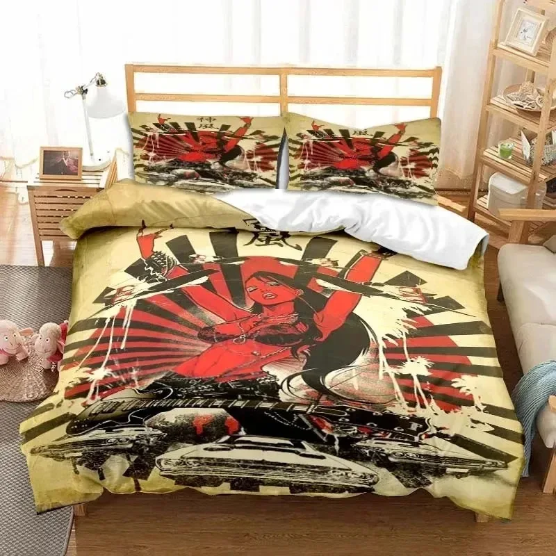 Japanese Samurai Bedding Set Soft Duvet Cover Set Men Teen Bedroom Single Double King Size Duvet Cover Pillowcase Boy Gift 4